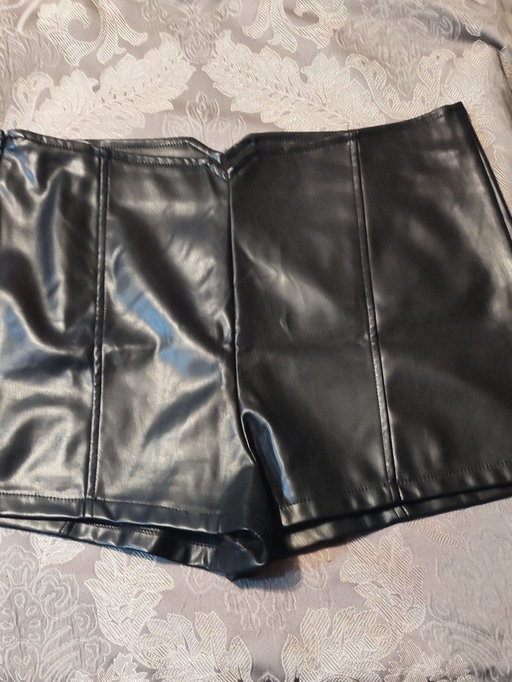 High-Waist Black Faux Leather Women's Shorts NWOT